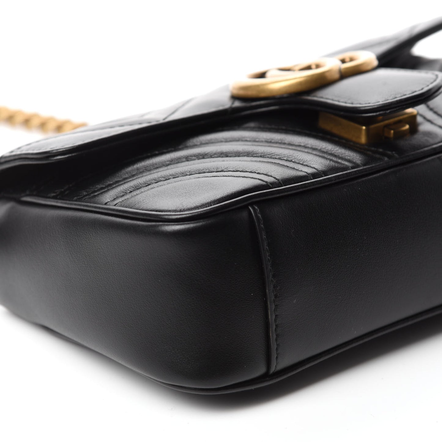 Calfskin Matelasse Mini GG Marmont Shoulder Bag Black