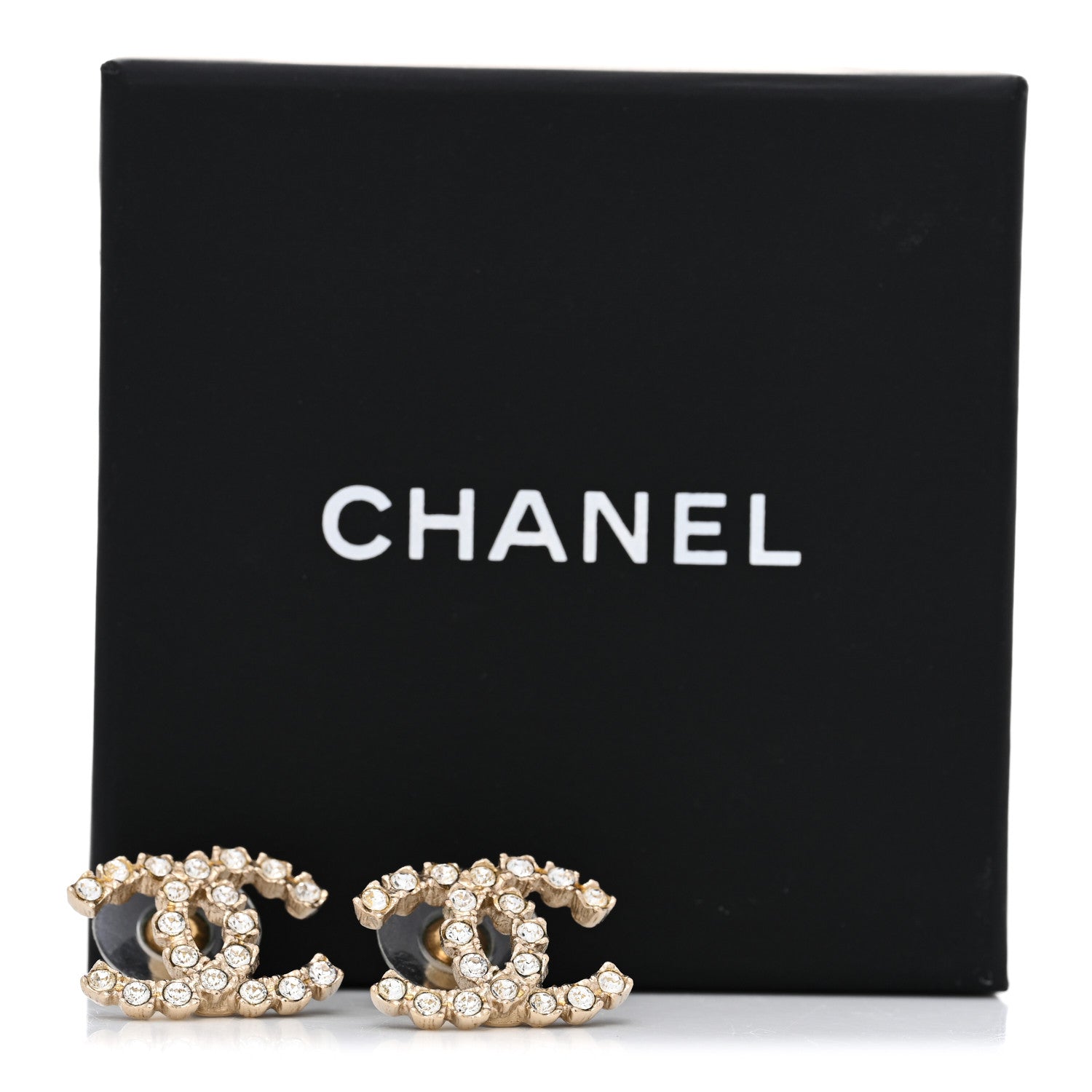 Chanel Crystal Coco's Pearls CC Earrings Light Gold 5 of 5