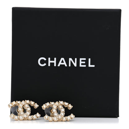 Chanel Crystal Coco's Pearls CC Earrings Light Gold 5 of 5