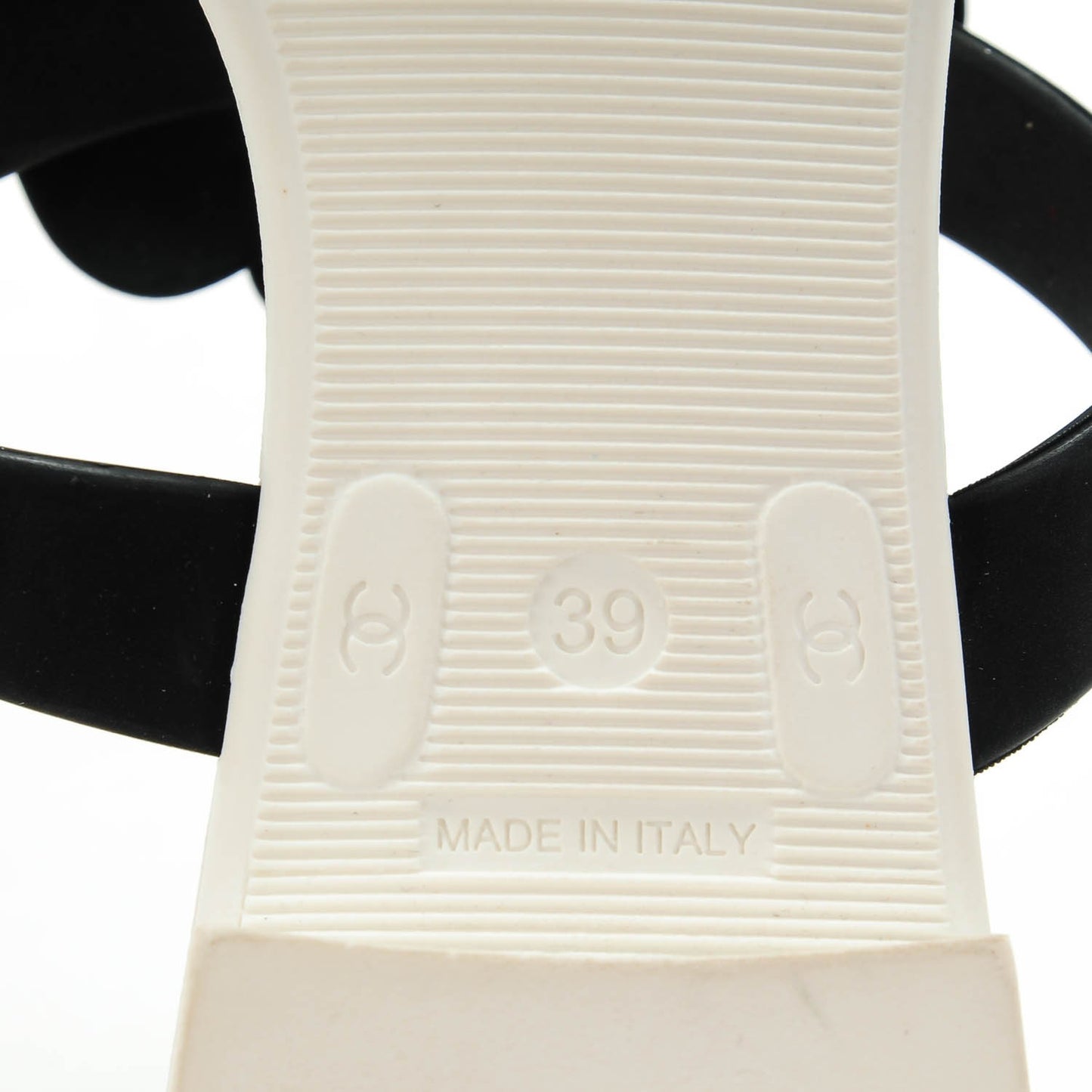 Jelly Quilted Camellia Thong Sandals 39 Black White