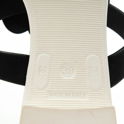 Chanel Jelly Quilted Camellia Thong Sandals 39 Black White 6 of 7