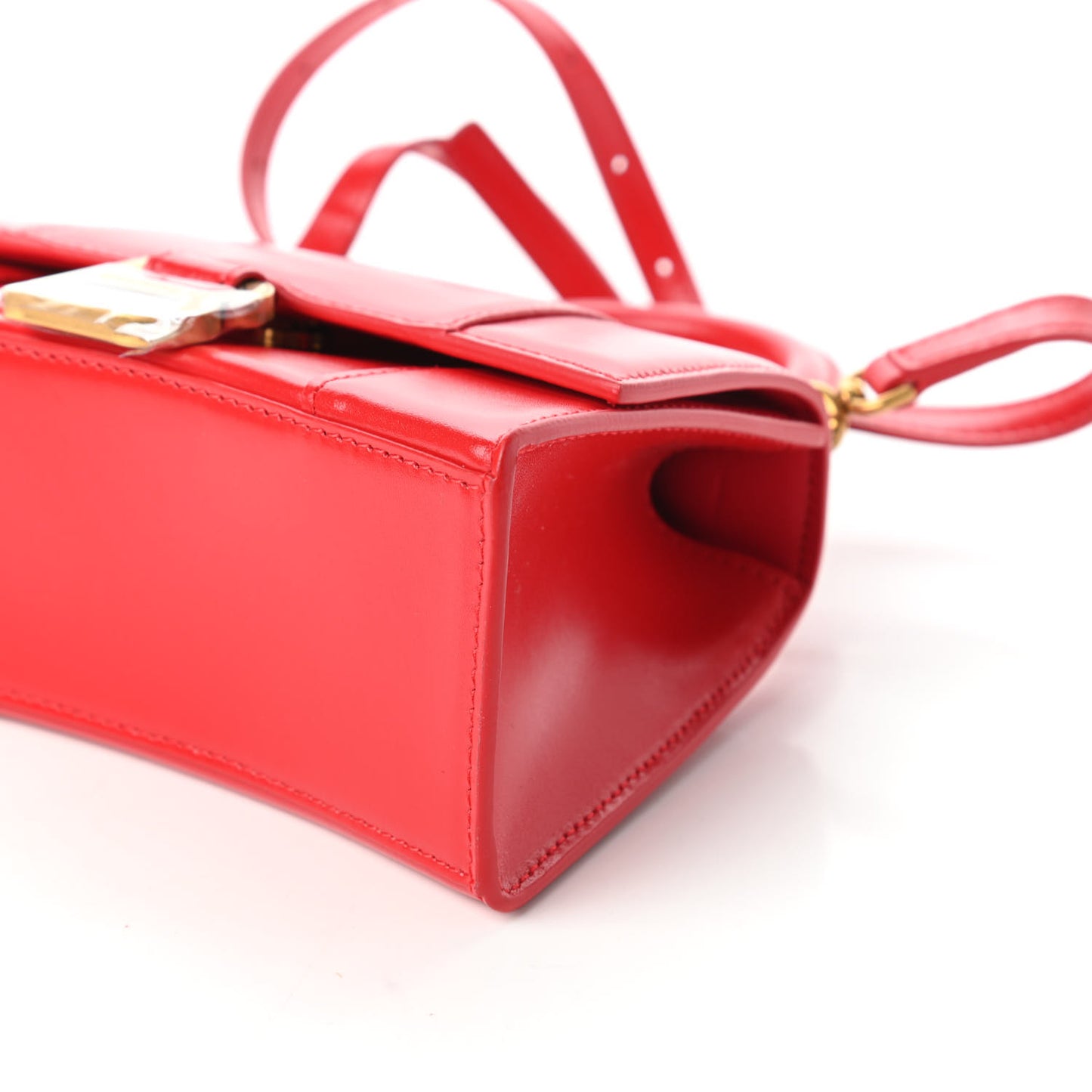 Shiny Box Calfskin Hourglass Top Handle Bag XS Bright Red