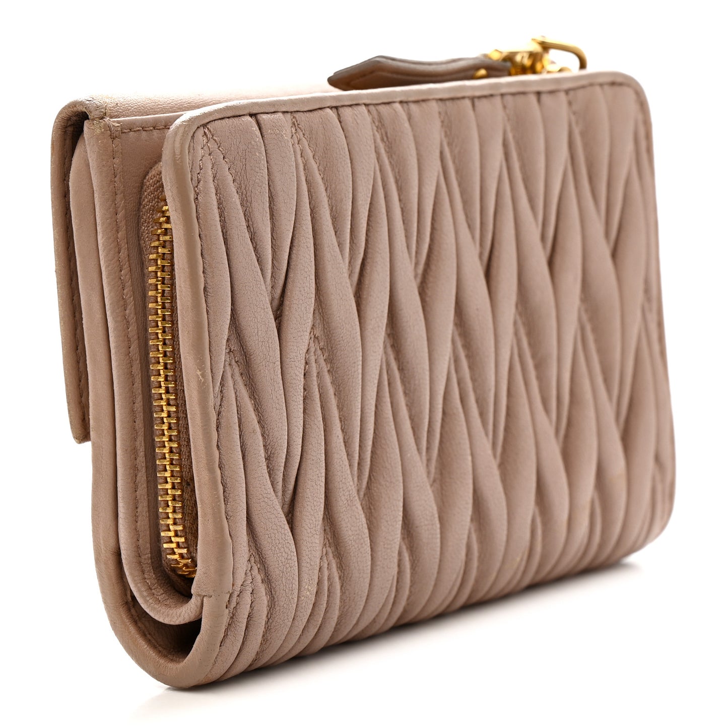 Nappa Matelasse Flap Tri-Fold Wallet Cammeo