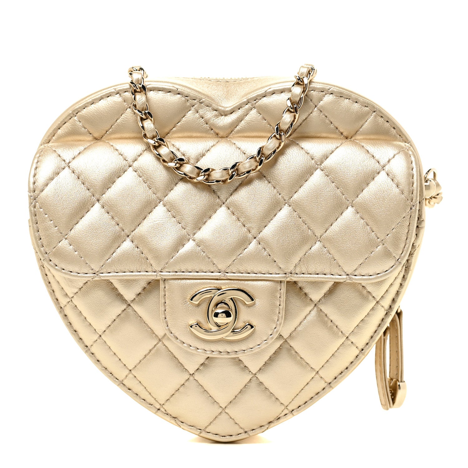 Chanel Metallic Lambskin Quilted CC In Love Heart Bag Gold 1 of 11