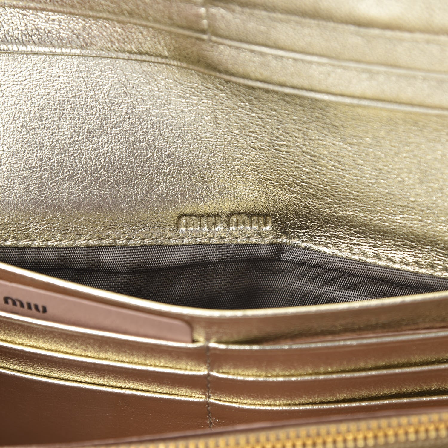 Miu Miu Metallic Matelasse Wallet Cromo Pirite 5 of 8