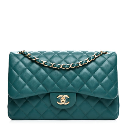 Chanel Caviar Quilted Jumbo Double Flap Green 1 of 10