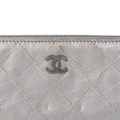 Chanel Metallic Aged Calfskin Quilted Palette Large Zip Around Organizer Wallet Silver 9 of 9