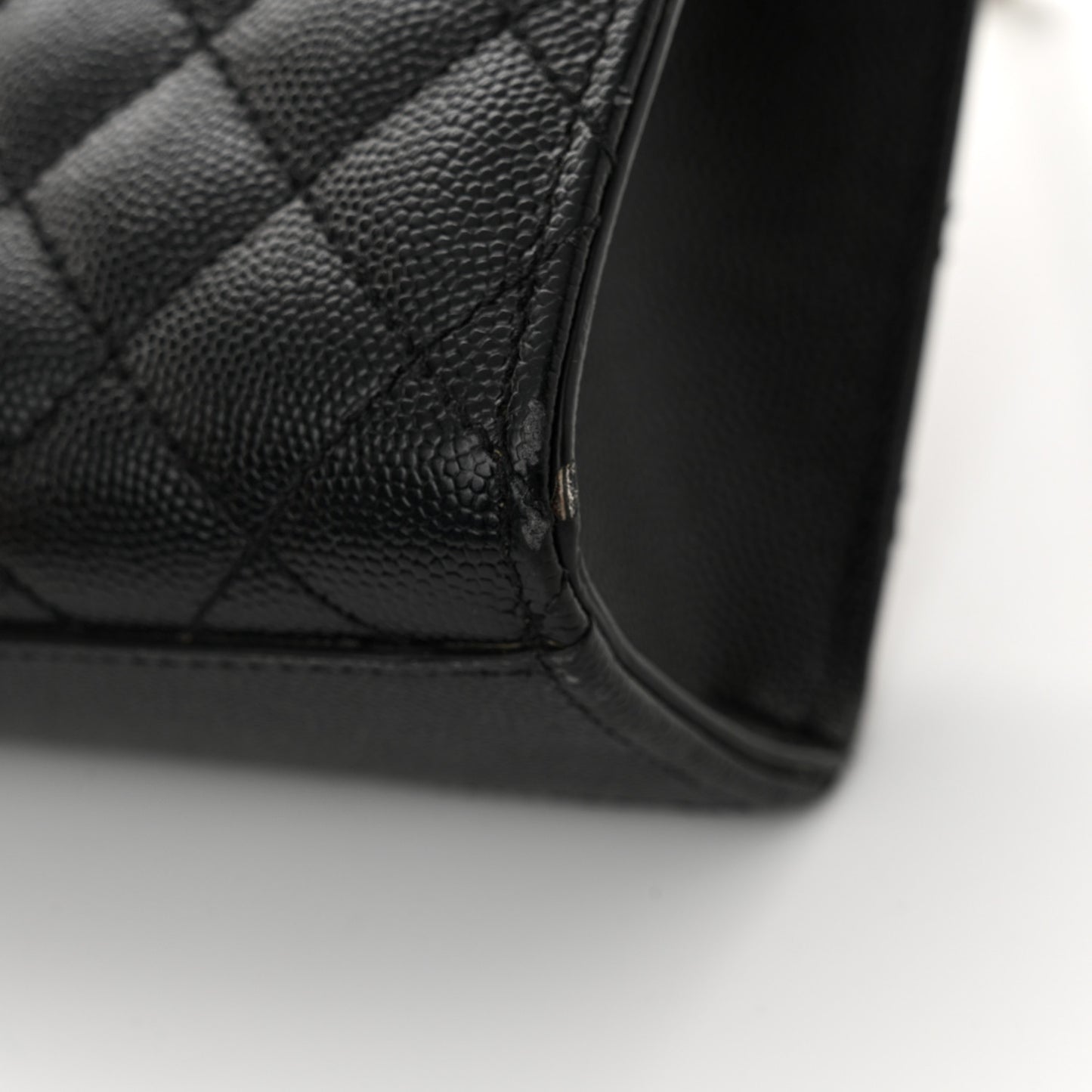 Grain De Poudre Textured Mixed Matelasse Large Triquilt Monogram Satchel Black