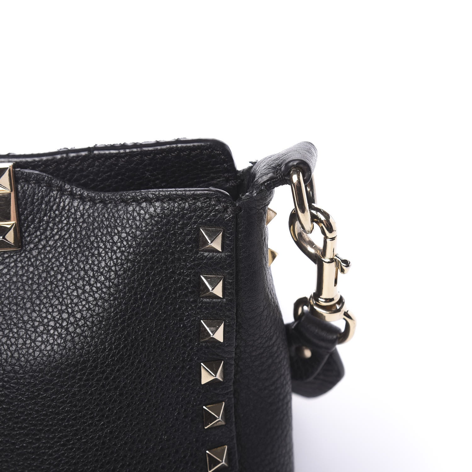 Valentino Garavani Pebbled Calfskin Mini Rockstud Flip-Lock Messenger Bag Black 9 of 11