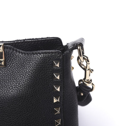 Valentino Garavani Pebbled Calfskin Mini Rockstud Flip-Lock Messenger Bag Black 9 of 11