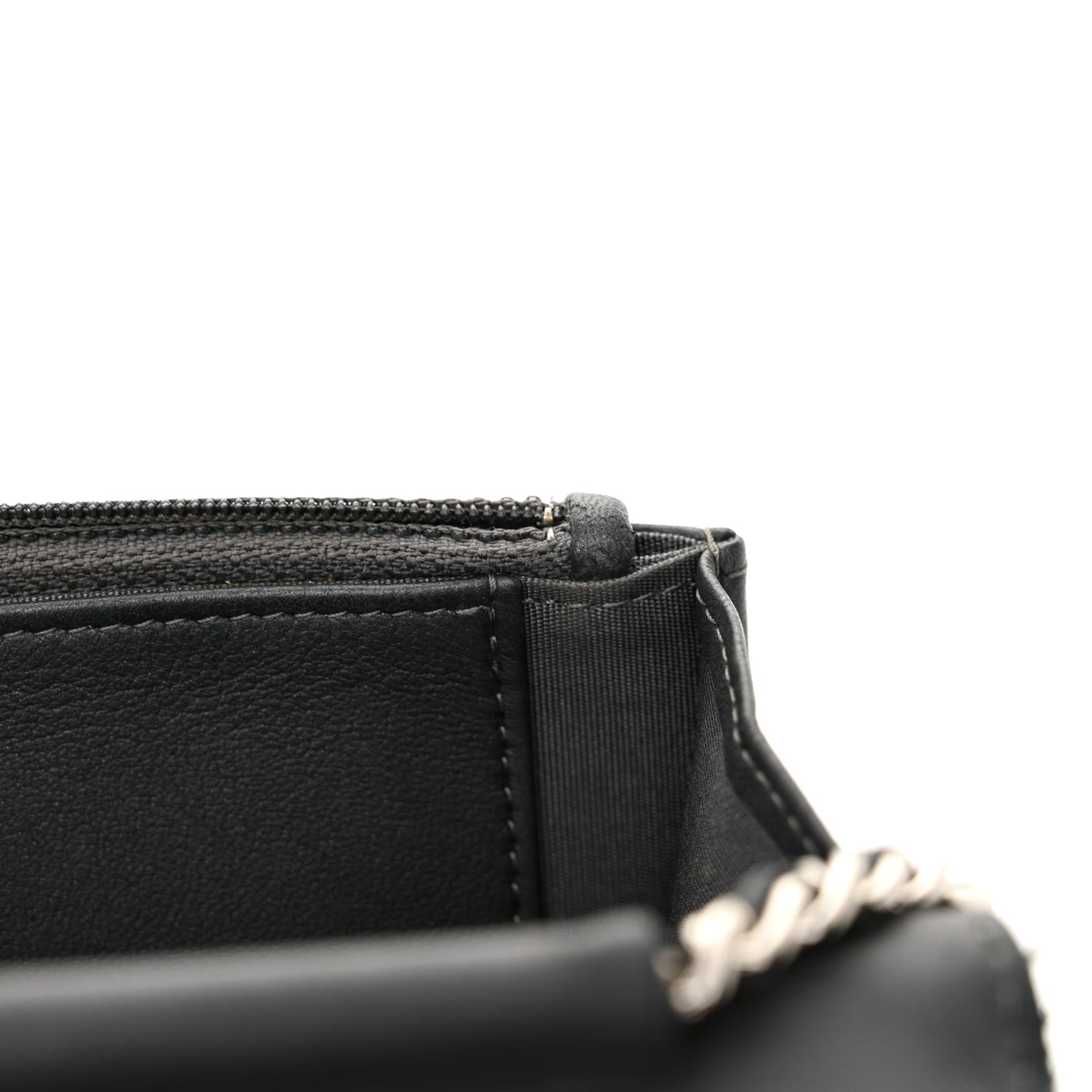 Lambskin Camellia Studded Wallet on Chain WOC Grey