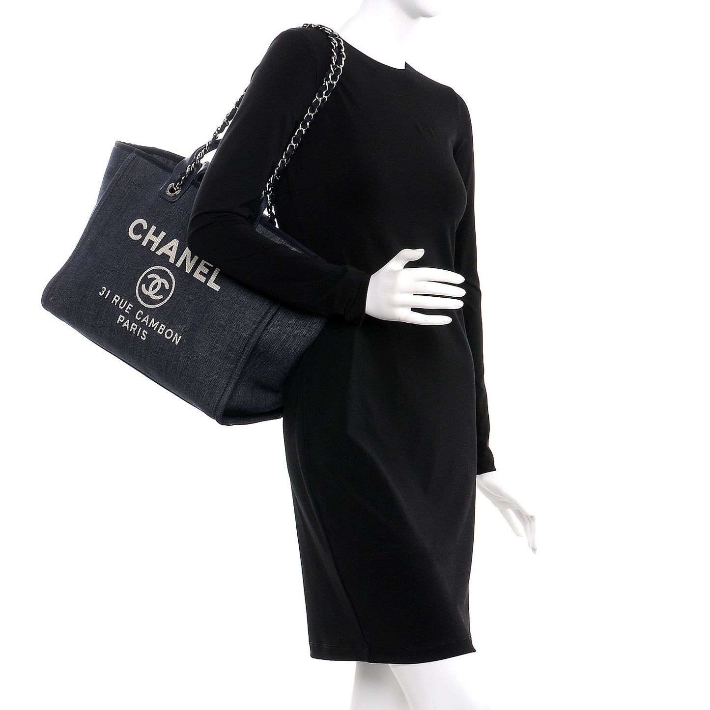 Denim Large Deauville Tote Dark Blue