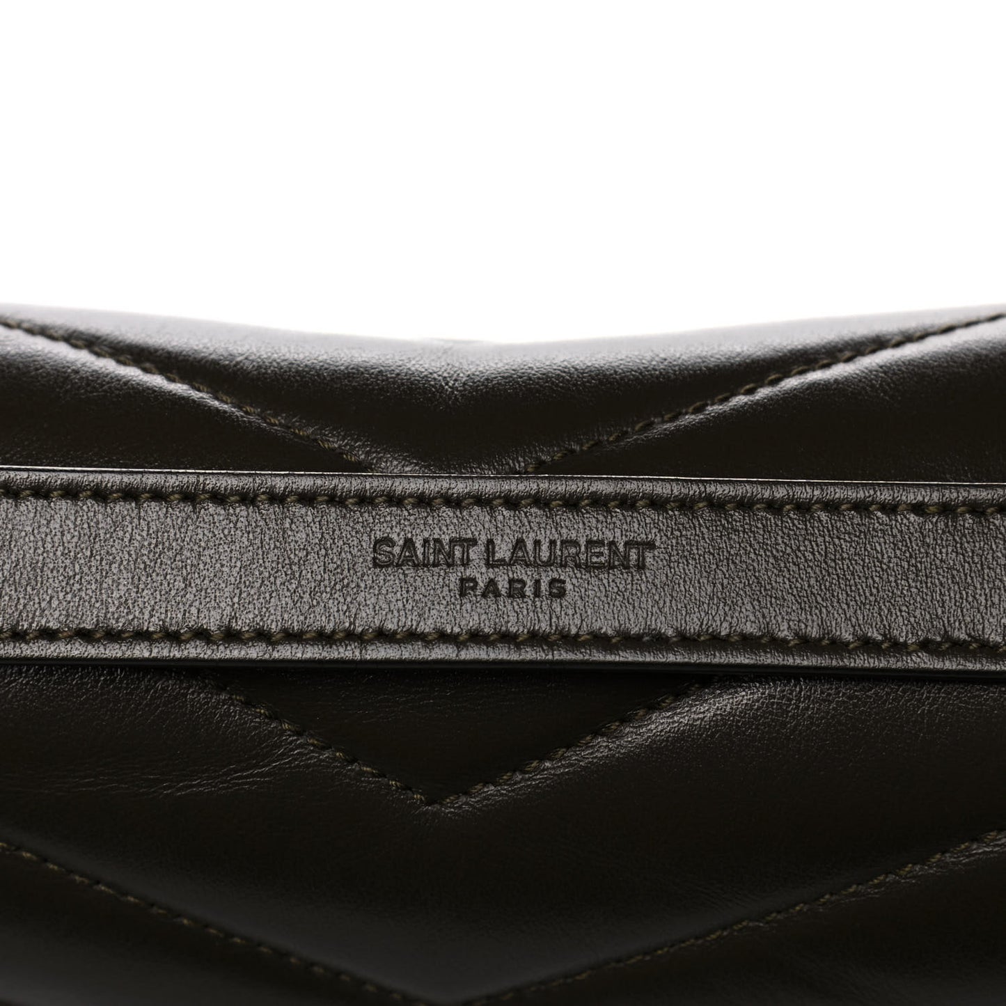 Calfskin Y Quilted Monogram Medium Loulou Chain Satchel Kaki Fonce