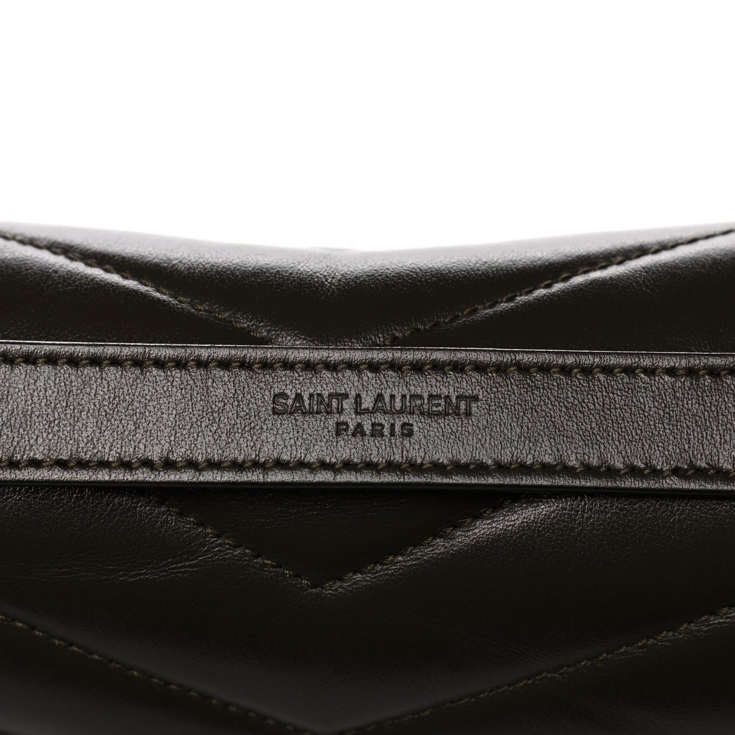 Saint Laurent Calfskin Y Quilted Monogram Medium Loulou Chain Satchel Kaki Fonce 9 of 14