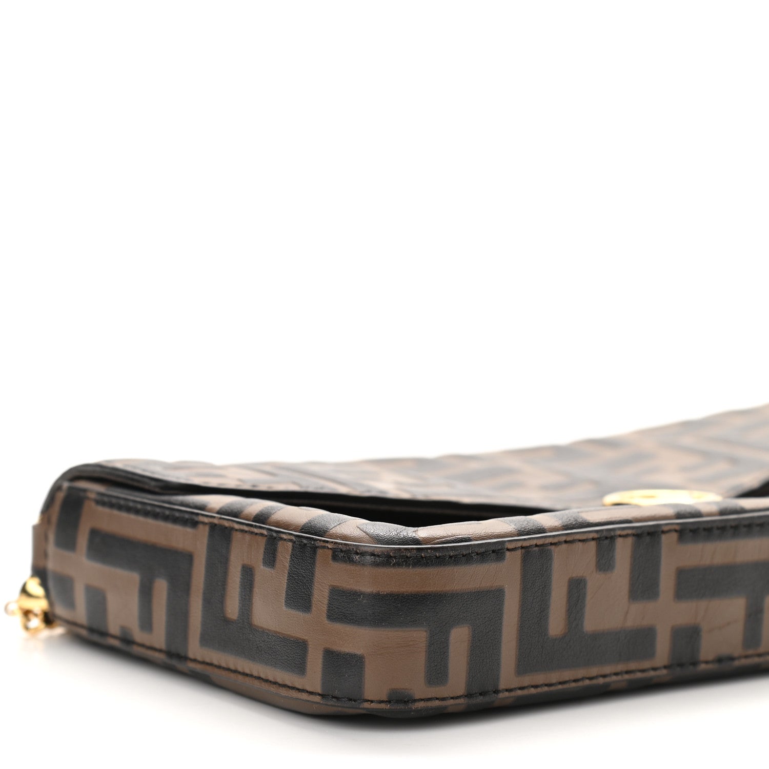 Fendi Vitello Soft F is Fendi Bi-Color FF 1974 Embossed Envelope Wallet on Chain Maya Black 9 of 11