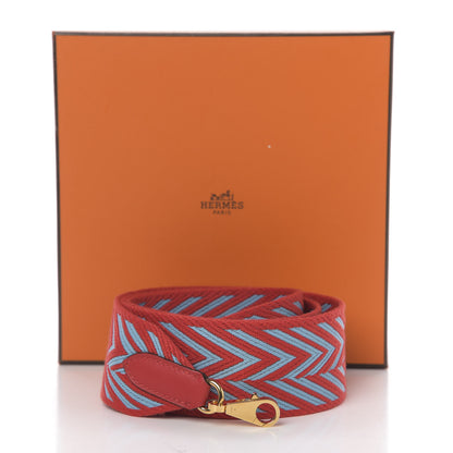 Hermes Toile Swift 50mm Sangle ZigZag Shoulder Strap Rouge De Coeur Bleu Du Nord 4 of 4