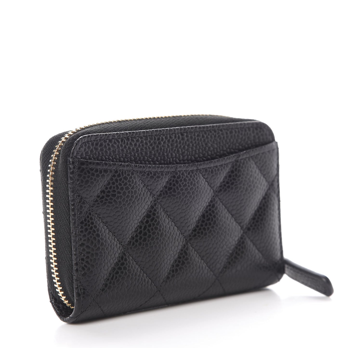 Caviar Quilted Zip Coin Purse Black