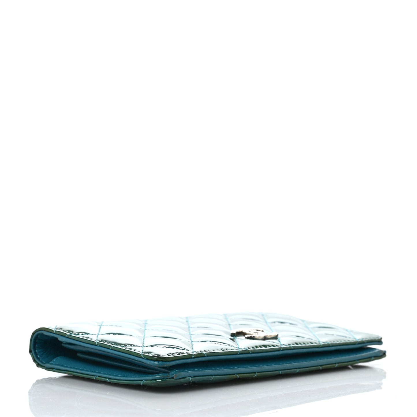 Patent Quilted Brilliant Yen Wallet Blue