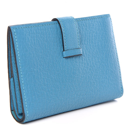 Hermes Chevre Mysore Mini Bearn Wallet Bleu Azteque 3 of 10