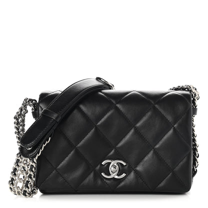 Chanel Lambskin Quilted Small Chain Rows Flap Black 1 of 11
