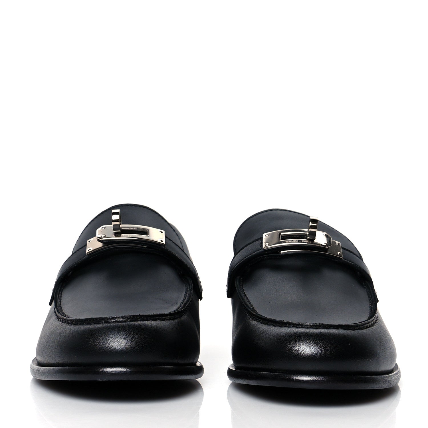 Hermes Calfskin Womens Destin Loafers 37 Black 2 of 9