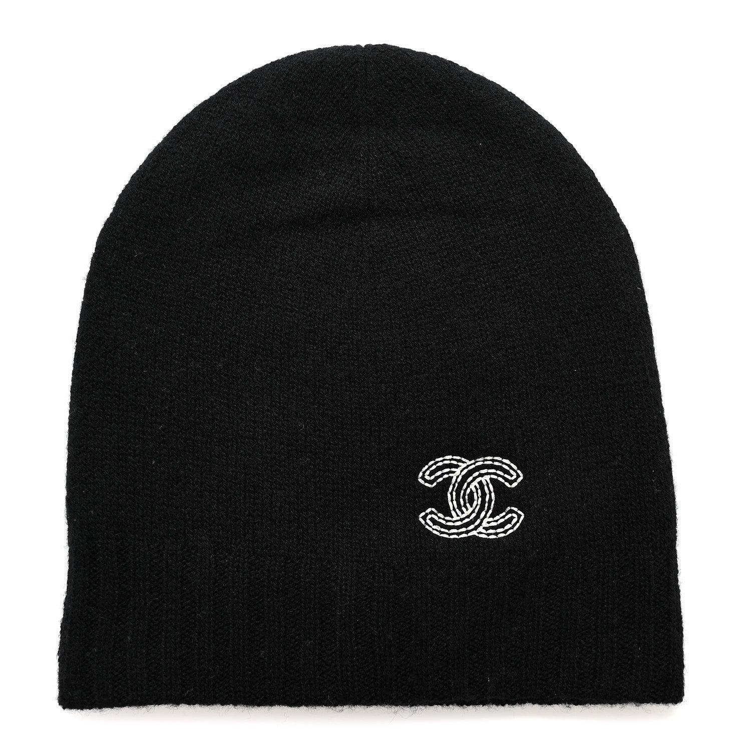 Chanel Cashmere CC Beanie Hat Black 1 of 5