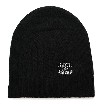 Chanel Cashmere CC Beanie Hat Black 1 of 5