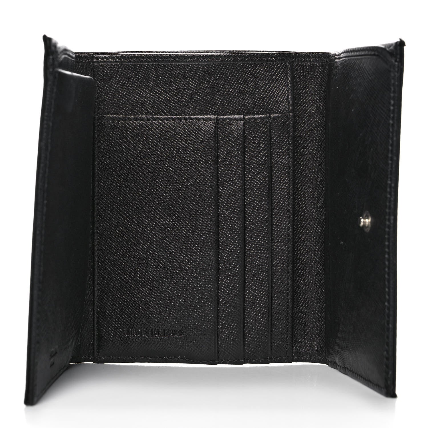 Prada Tessuto Nylon Tri-Fold Compact Wallet Black 1034733