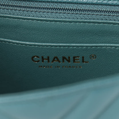Chanel Caviar Chevron Quilted Mini Rectangular Flap Green 6 of 9