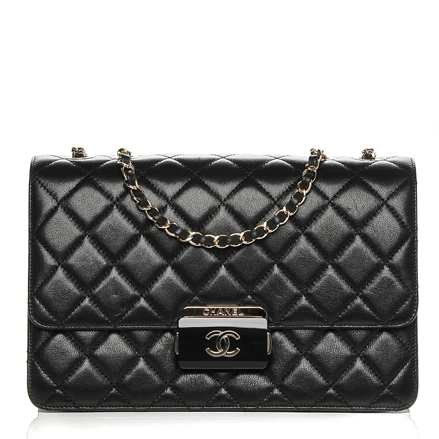 Chanel Sheepskin Quilted Large Beauty Lock Flap Black 1 of 14