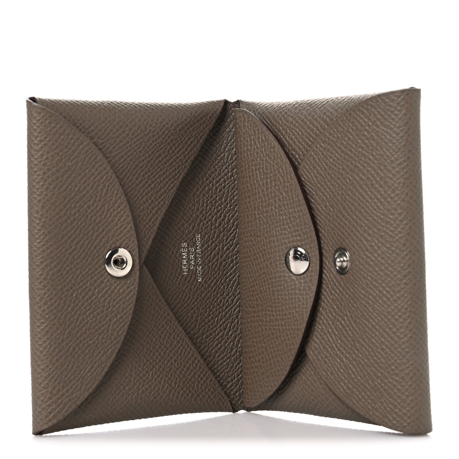 Hermes Epsom Calvi Duo Card Case Etoupe 5 of 7