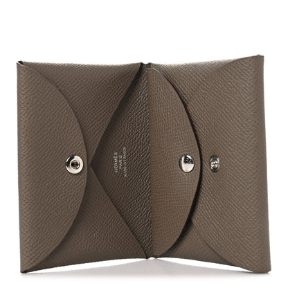 Hermes Epsom Calvi Duo Card Case Etoupe 5 of 7