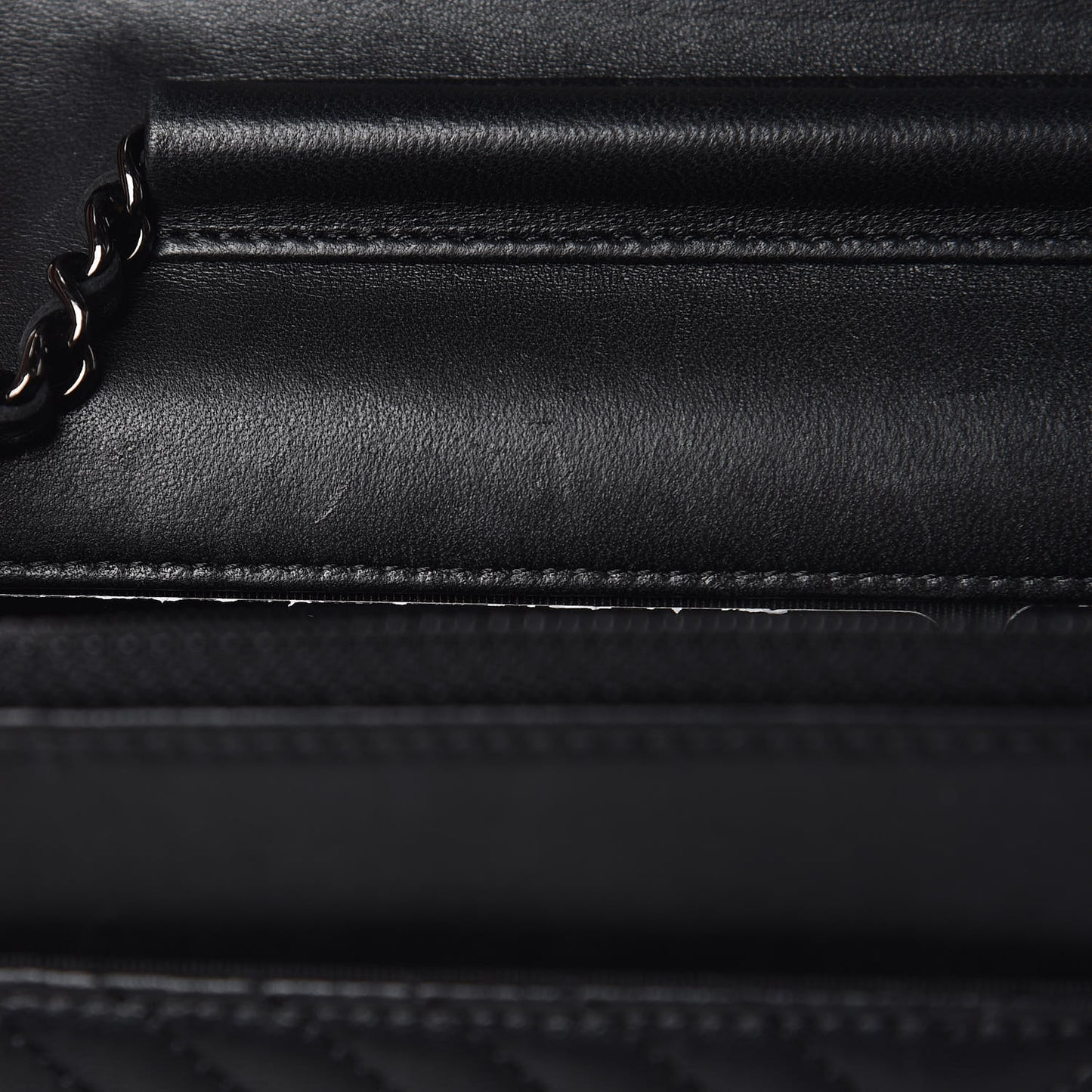 Lambskin Chevron Quilted Wallet On Chain WOC So Black