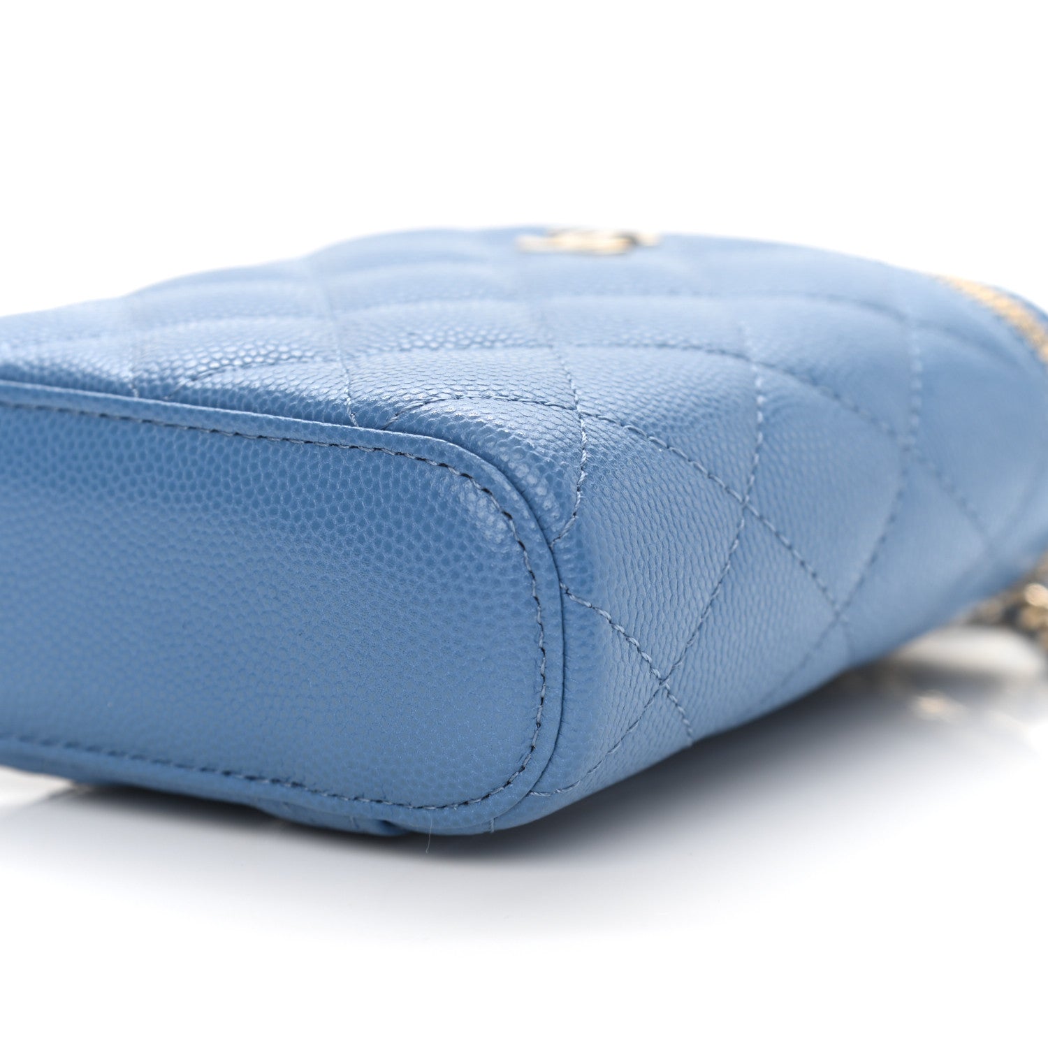 Chanel Caviar Quilted Small Vertical Coco Beauty Vanity Case With Chain Blue 9 of 9