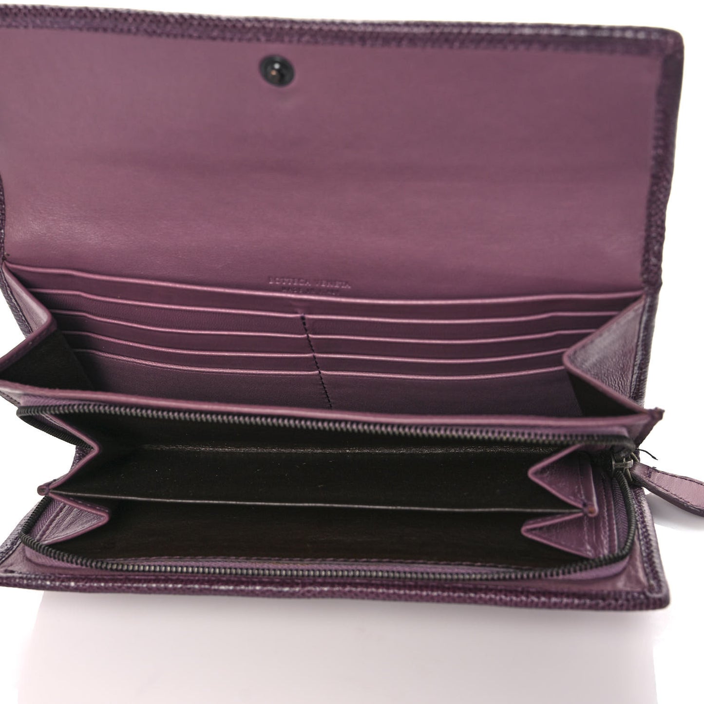 Nappa Ayers Intrecciato Continental Flap Wallet Aubergine