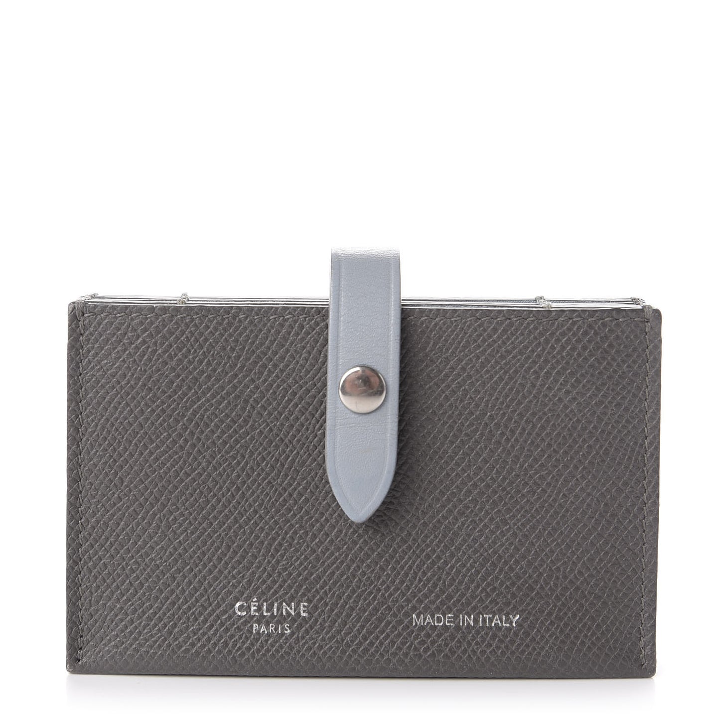 Grained Shiny Calfskin Accordion Card Holder Grey