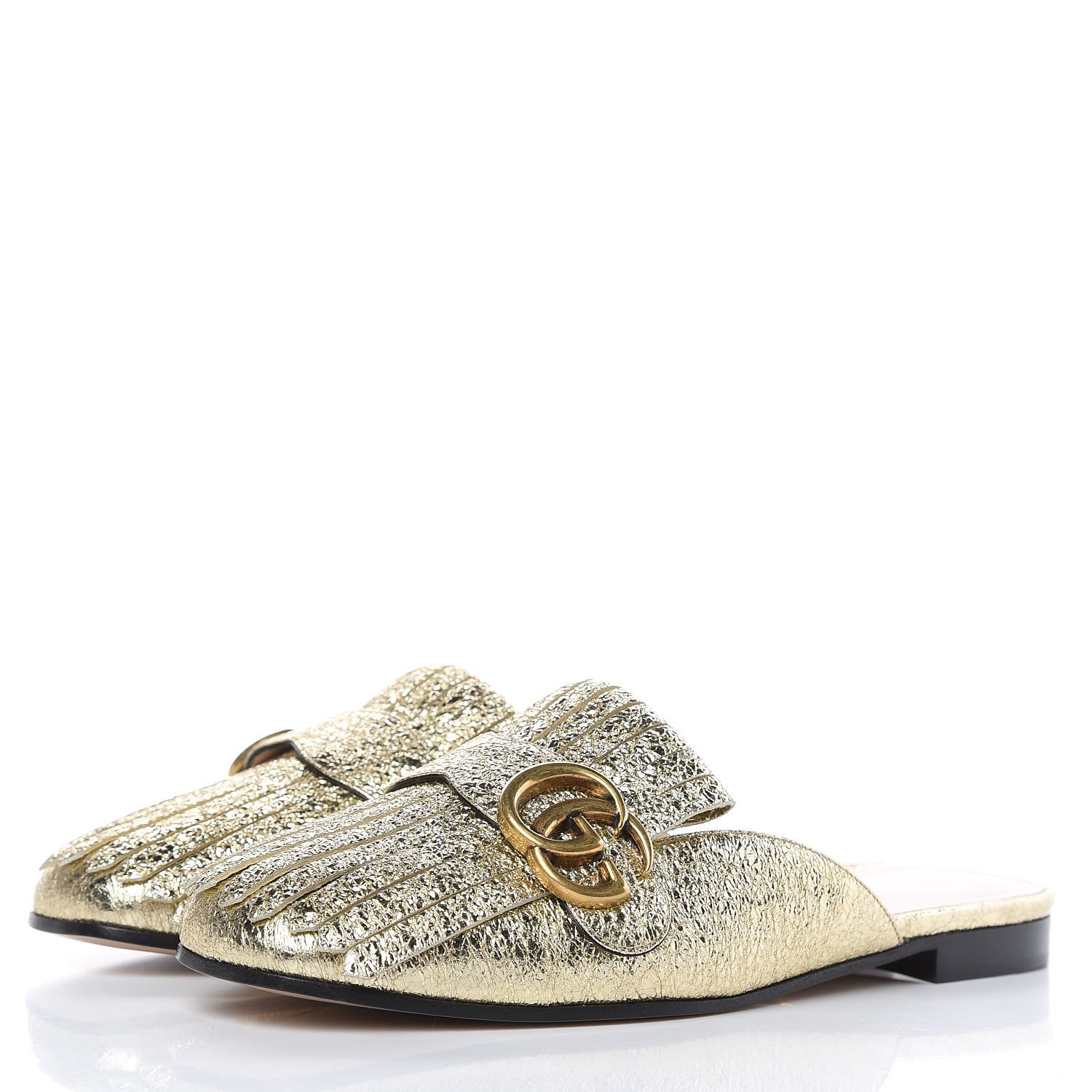 Gucci Galassia Womens GG Marmont Fringe Slippers 38 Platino 3 of 8