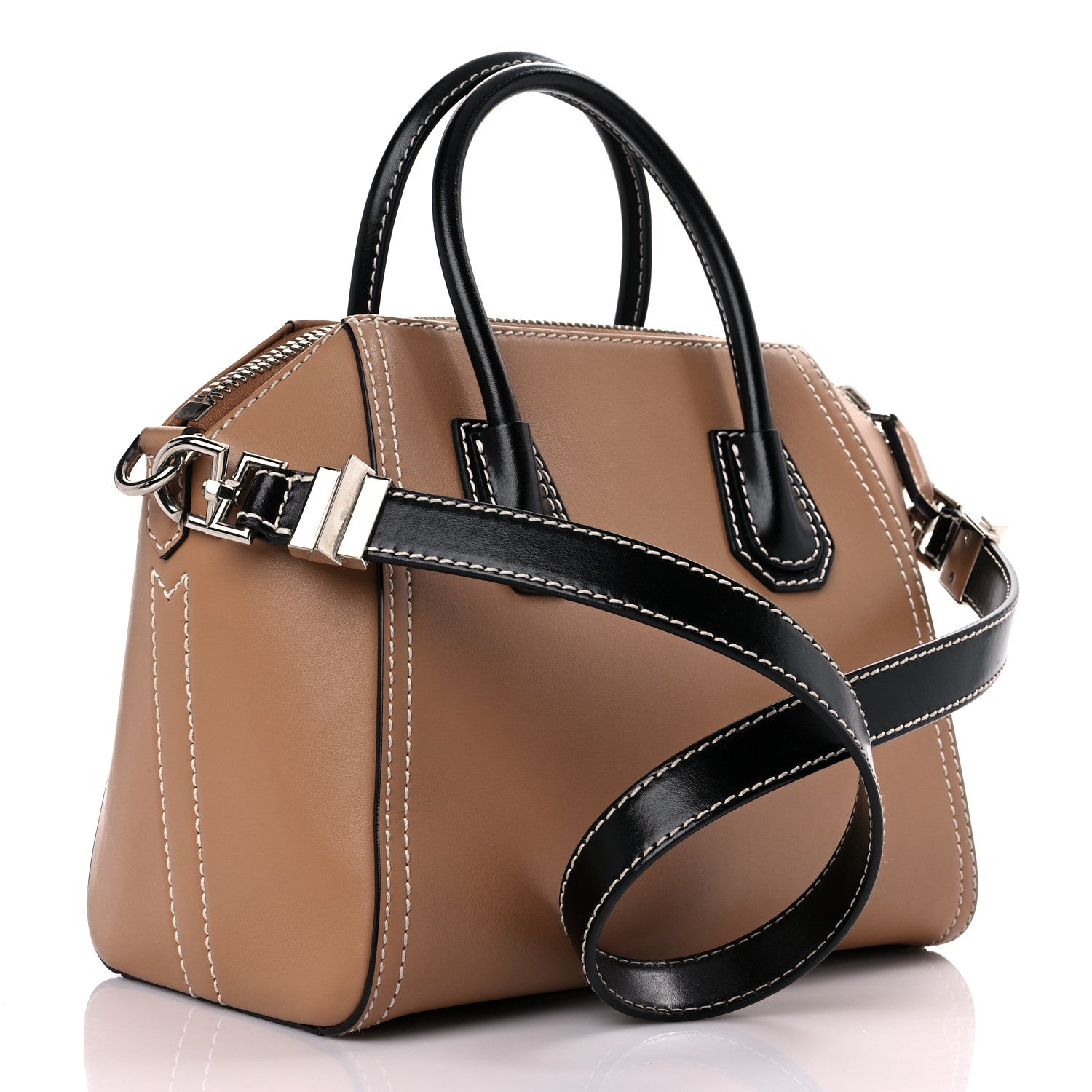 Givenchy Calfskin Small Topstitch Bi-Color Antigona Beige Black 3 of 9