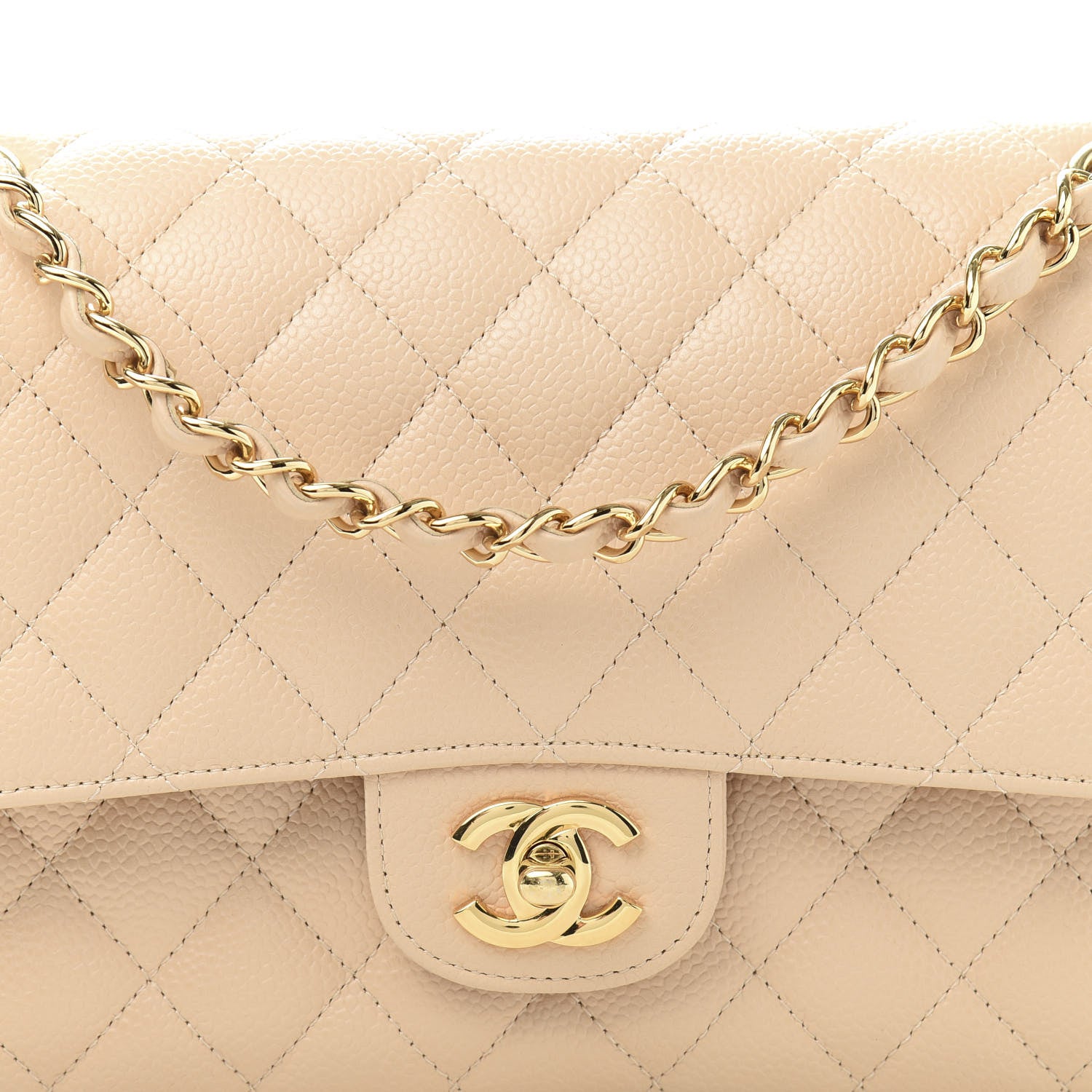 Chanel Caviar Quilted Medium Double Flap Beige 10 of 11