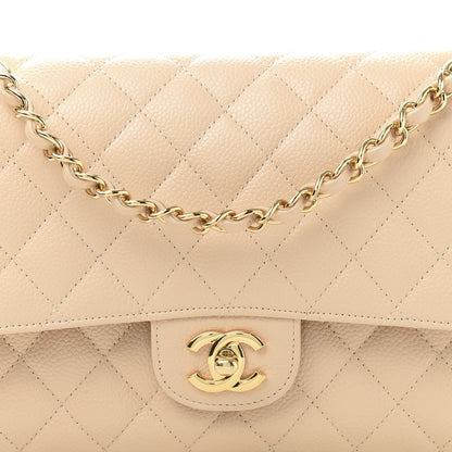 Chanel Caviar Quilted Medium Double Flap Beige 10 of 11
