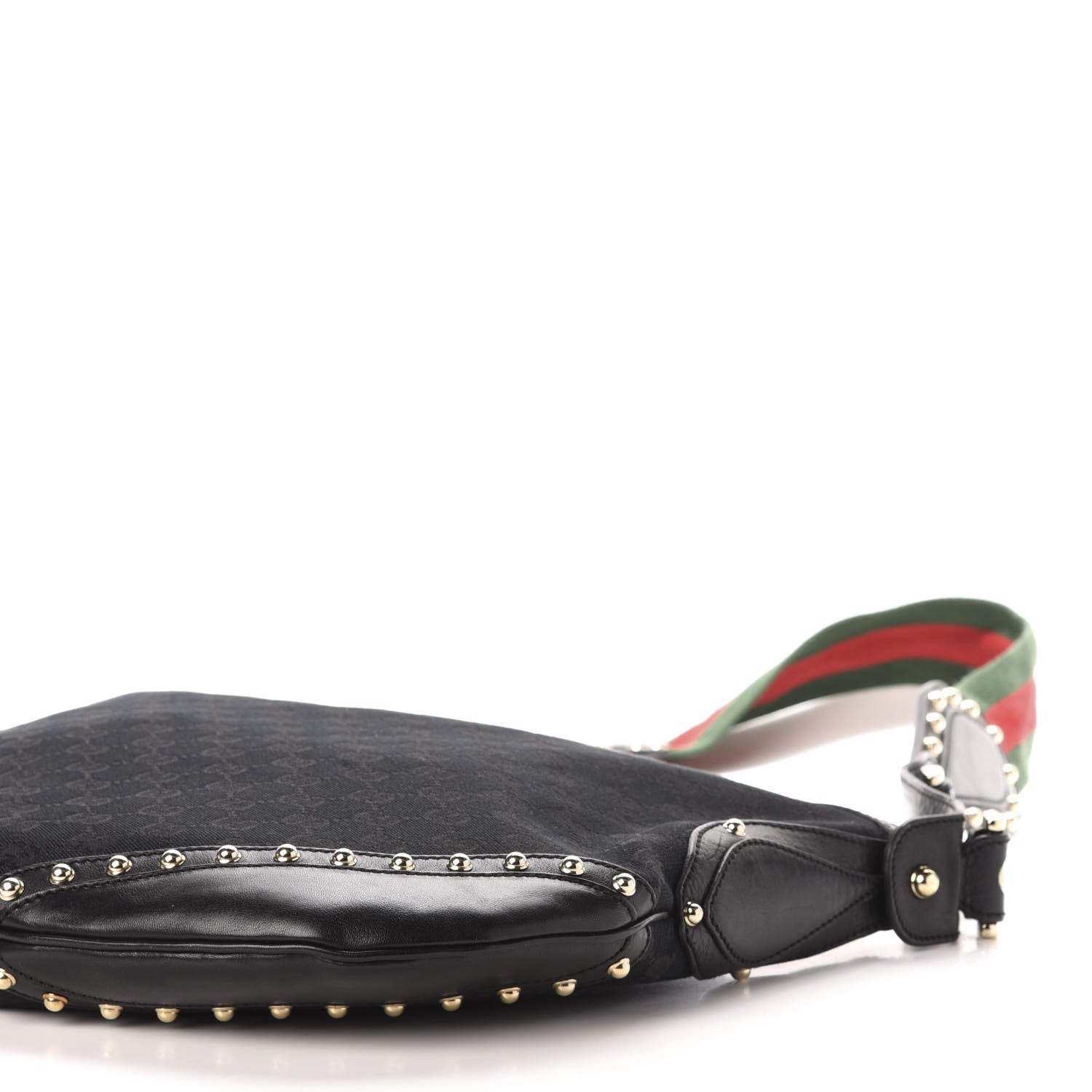 Gucci Monogram Web Studded Pelham Shoulder Bag Black 10 of 11