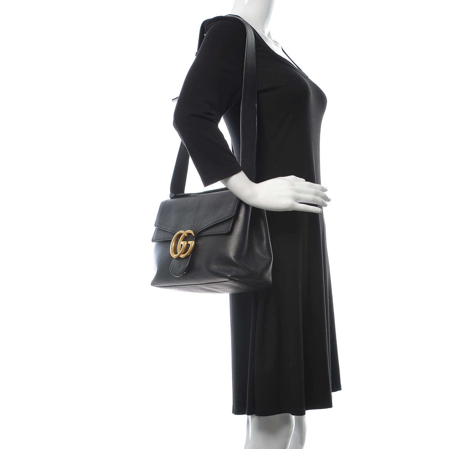 Gucci Cellarius Calfskin GG Marmont Shoulder Bag Black 2 of 9