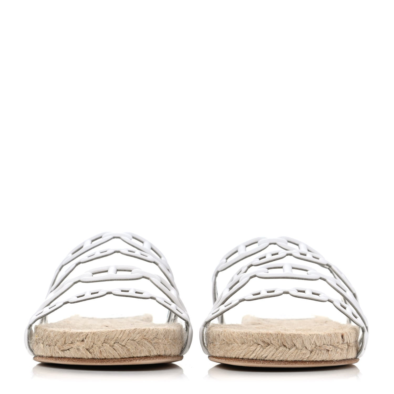 Hermes Nappa Ancone Espadrille Sandals 35 White Naturel 2 of 4
