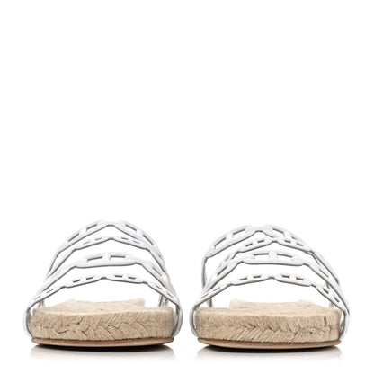 Hermes Nappa Ancone Espadrille Sandals 35 White Naturel 2 of 4