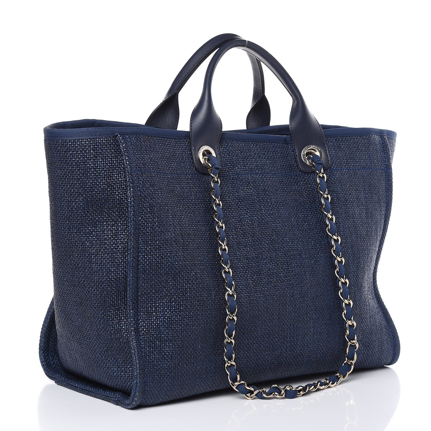 Chanel Woven Straw Raffia Large Deauville Tote Blue 3 of 10