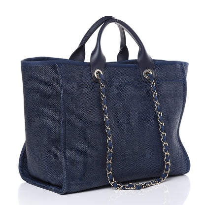 Chanel Woven Straw Raffia Large Deauville Tote Blue 3 of 10