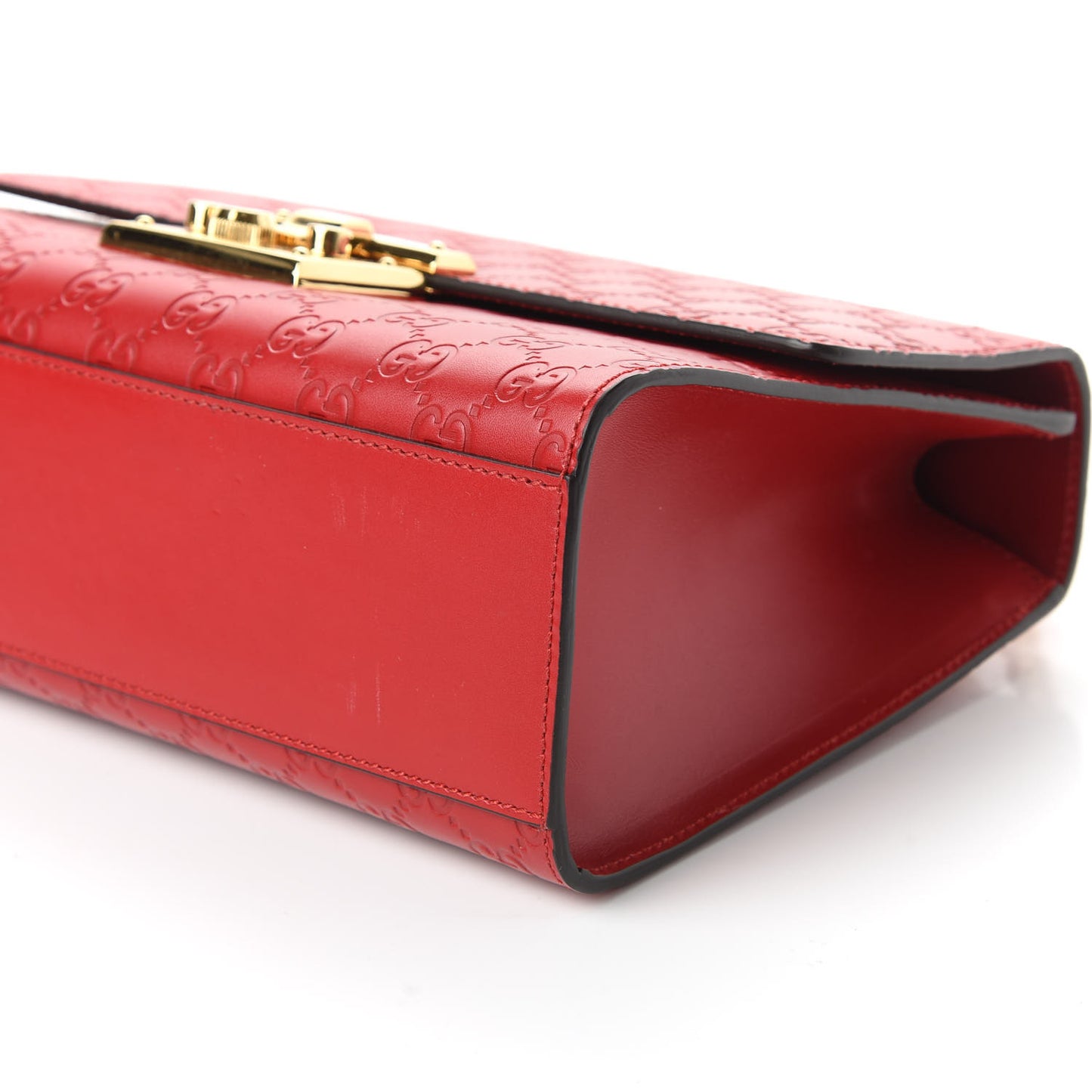Guccissima Medium Padlock Shoulder Bag Hibiscus Red