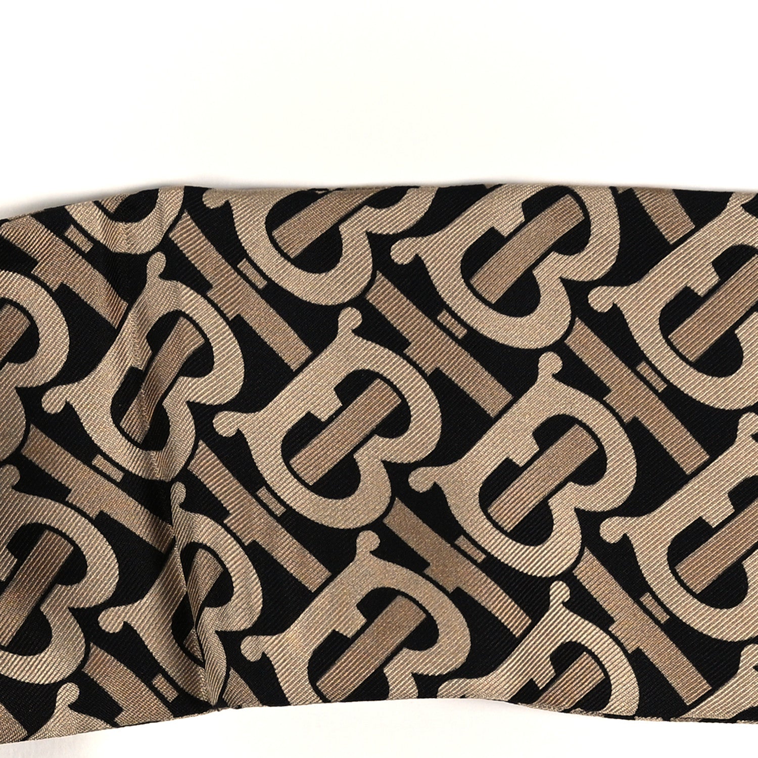 Burberry Silk Check Triple Stripe TB Monogram Print Ribbon Scarf Beige 4 of 4