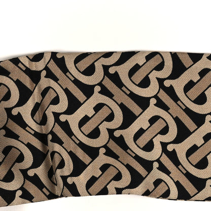 Burberry Silk Check Triple Stripe TB Monogram Print Ribbon Scarf Beige 4 of 4