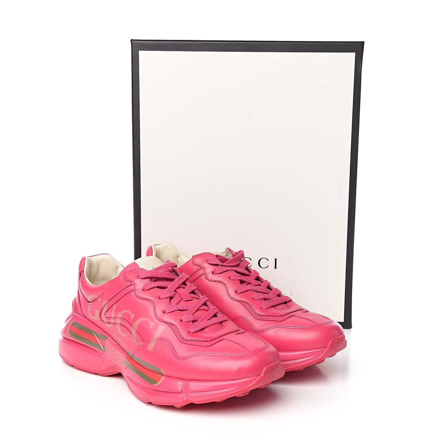 Calfskin Logo Mens Rhyton Sneakers 7.5 Box Pink